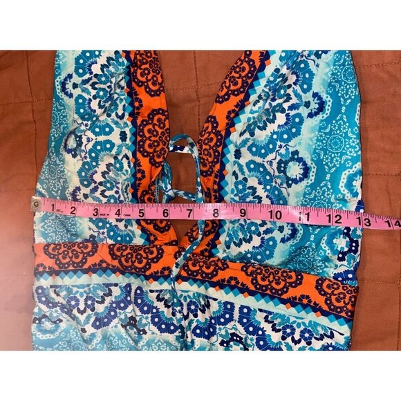 La Blanca Mix Plunge Paisley Print One-Piece Halter Swimsuit Women's Size Small - Picture 3 of 5